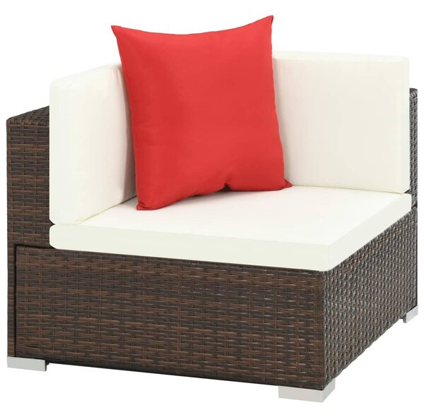 VidaXL 7-részes barna polyrattan kerti bútorszett párnákkal