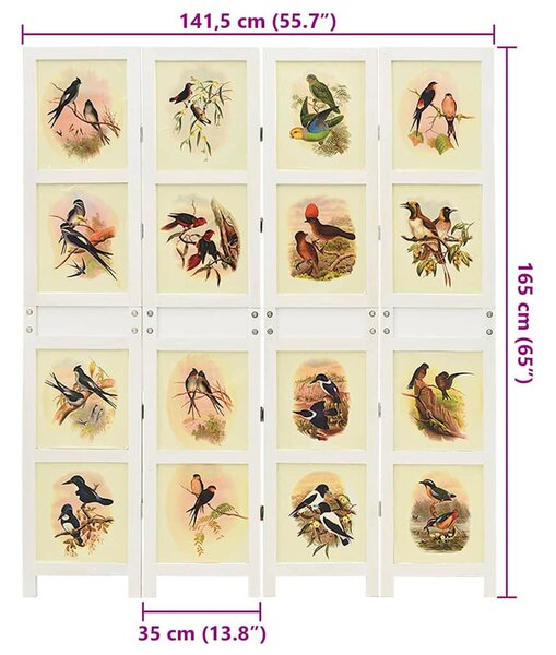 VidaXL Romdivider panel Fehér 141,5 x 165 cm MDF