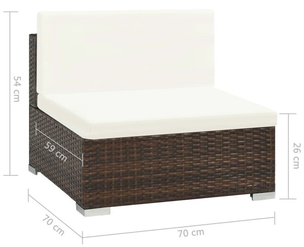 VidaXL 7-részes barna polyrattan kerti bútorszett párnákkal