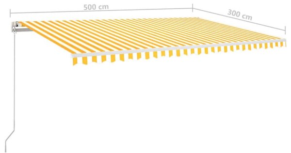 Sárga és fehér kézzel kihúzható napellenző 500 x 300 cm