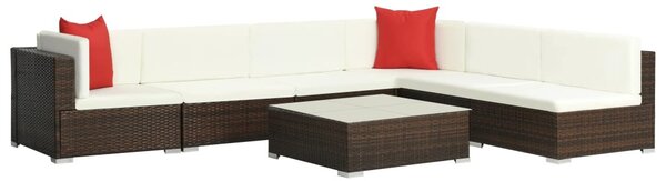 VidaXL 7-részes barna polyrattan kerti bútorszett párnákkal
