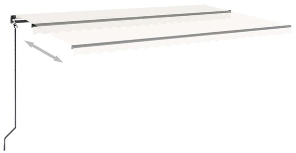 Krémszínű kézzel kihúzható LED-es napellenző 500x300 cm