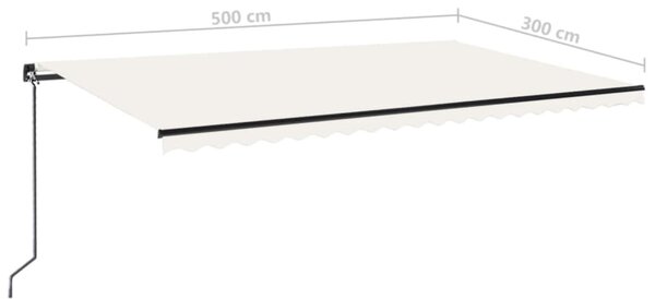 Krémszínű kézzel kihúzható LED-es napellenző 500x300 cm