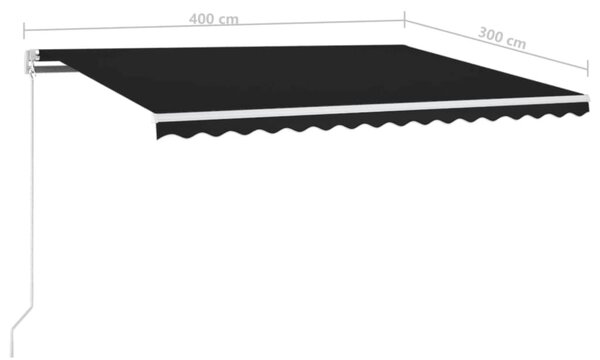 Antracitszürke kézzel kihúzható LED-es napellenző 400 x 300 cm