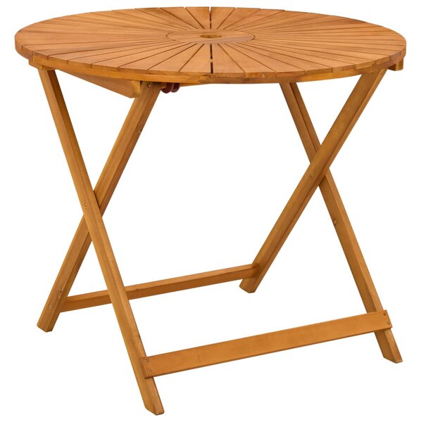 VidaXL Összecsukható kertasztal Természetes Ø90 x 75 cm Tömör Akácfa