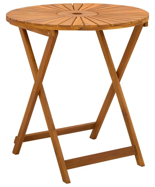 VidaXL Összecsukható kertasztal Természetes Ø70 x 75 cm Tömör Akácfa