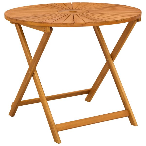 VidaXL Összecsukható kertasztal Természetes Ø90 x 75 cm Tömör Akácfa
