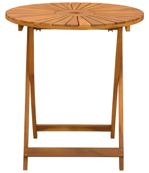 VidaXL Összecsukható kertasztal Természetes Ø70 x 75 cm Tömör Akácfa