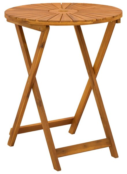 VidaXL Összecsukható kertasztal Természetes Ø60 x 75 cm Tömör Akácfa