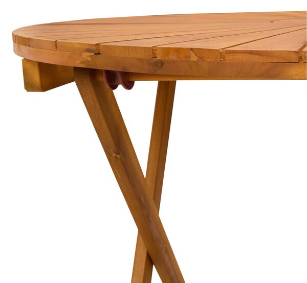 VidaXL Összecsukható kertasztal Természetes Ø90 x 75 cm Tömör Akácfa