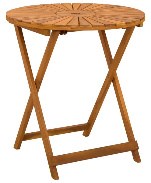 VidaXL Összecsukható kertasztal Természetes Ø70 x 75 cm Tömör Akácfa