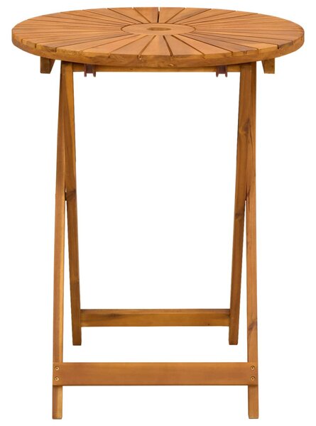VidaXL Összecsukható kertasztal Természetes Ø60 x 75 cm Tömör Akácfa