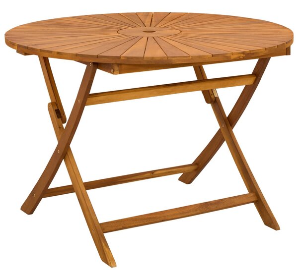 VidaXL Összecsukható kertasztal Természetes Ø110 x 75 cm Tömör Akácfa