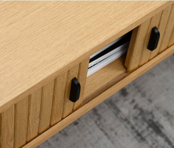 Natúr színű dohányzóasztal tölgyfa dekorral 60x120 cm Nola – Unique Furniture