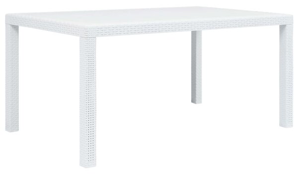 Fehér rattan hatású műanyag kerti asztal 150 x 90 x 72 cm