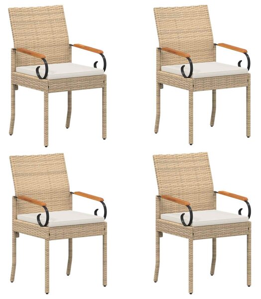 VidaXL Kerti székek 4 pcs Beige és Krémszínű Polirattan és akác
