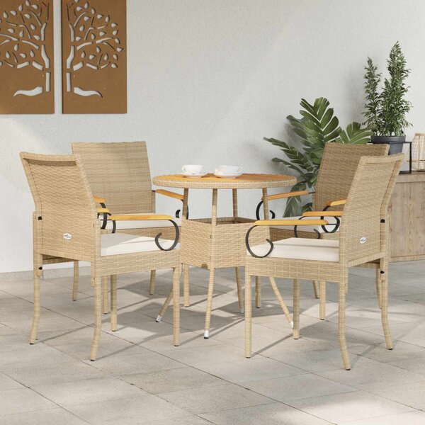 VidaXL Kerti székek 4 pcs Beige és Krémszínű Polirattan és akác