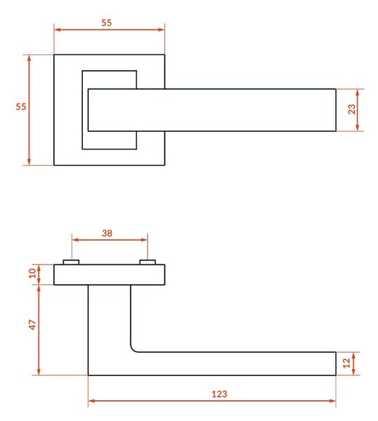 Kuchinox Qubik, kilincs, rézmatt, LAV-KG2_800A