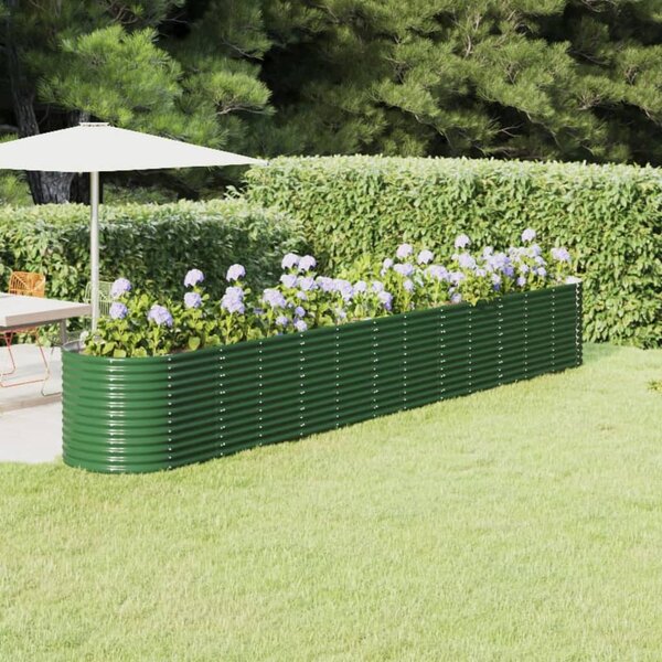 VidaXL zöld porszórt acél kerti ültetőláda 512x80x68 cm