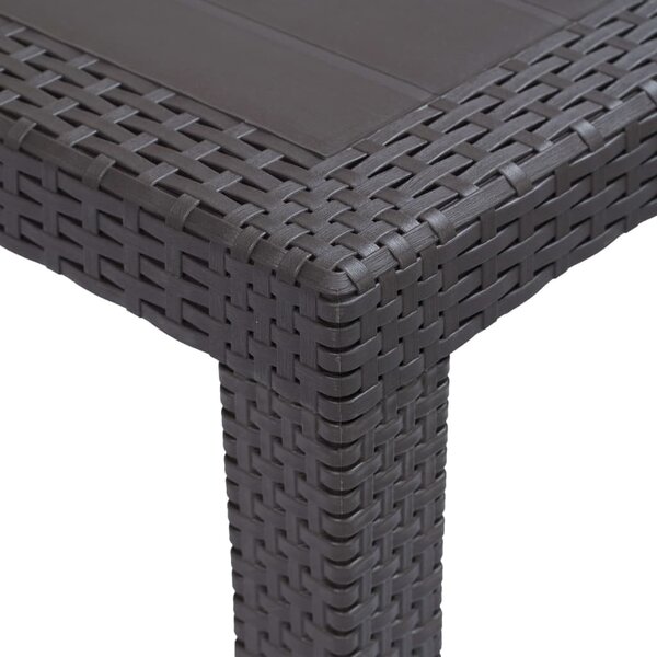 Barna rattan hatású műanyag kerti asztal 150 x 90 x 72 cm