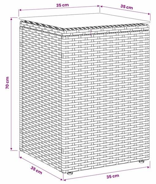 VidaXL Oldal asztal Fekete 35 x 35 x 70 cm polirattan