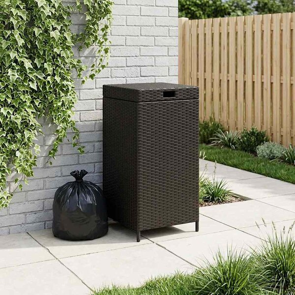 VidaXL Kültéri szemetes Fekete 40 x 40 x 80 cm polirattan