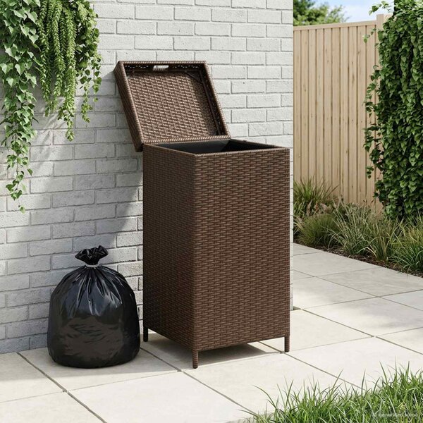 Kültéri szemetes Barna 40 x 40 x 80 cm polirattan