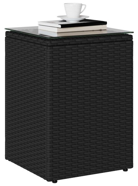 VidaXL Oldal asztal Fekete 35 x 35 x 70 cm polirattan