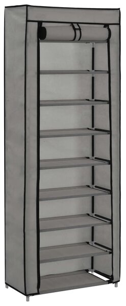 Szürke szövetborítású cipősszekrény 57 x 29 x 162 cm