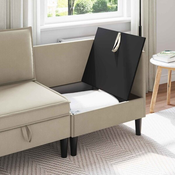 VidaXL Sarok Sofa tárolóval Homokszín Bársony