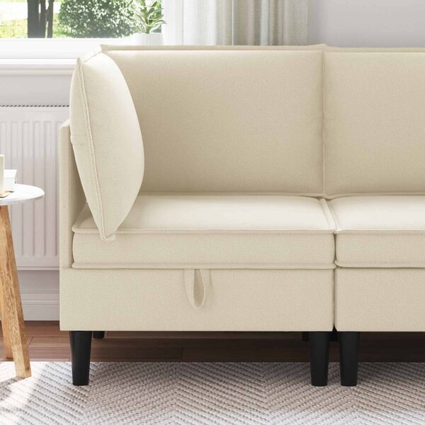VidaXL Sarok Sofa tárolóval Krémszínű Bársony
