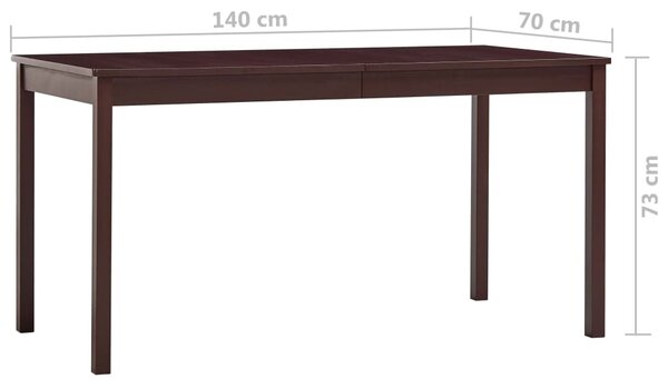 Sötétbarna fenyőfa étkezőasztal 140 x 70 x 73 cm