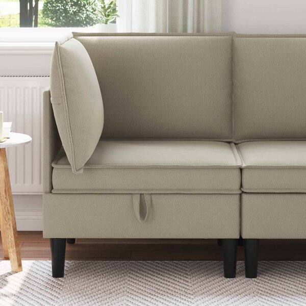 VidaXL Sarok Sofa tárolóval Homokszín Bársony
