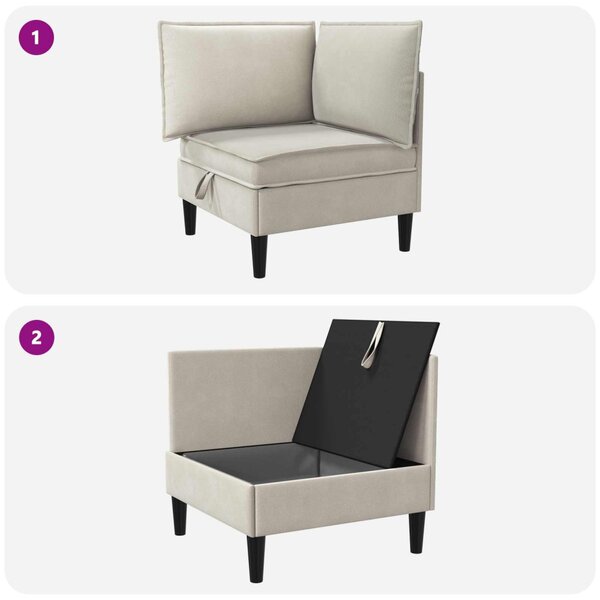 VidaXL Sarok Sofa tárolóval Zabpehely Bársony