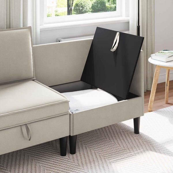 VidaXL Sarok Sofa tárolóval Zabpehely Bársony