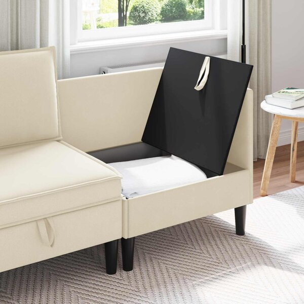 VidaXL Sarok Sofa tárolóval Krémszínű Bársony