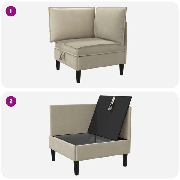 VidaXL Sarok Sofa tárolóval Homokszín Bársony