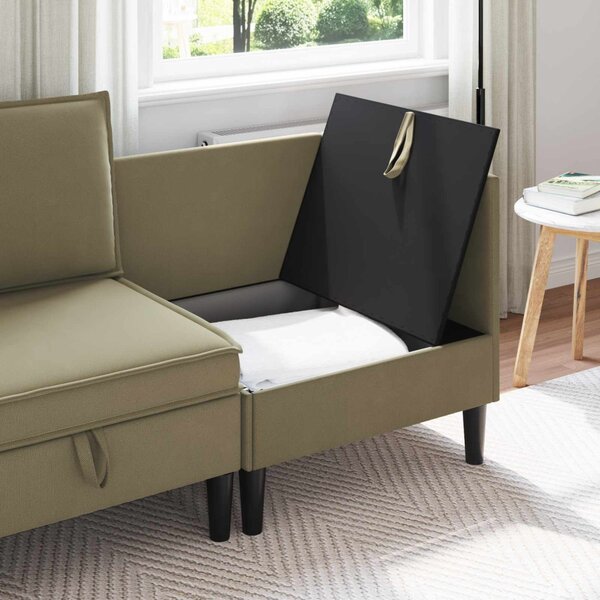 VidaXL Sarok Sofa tárolóval Khaki Bársony
