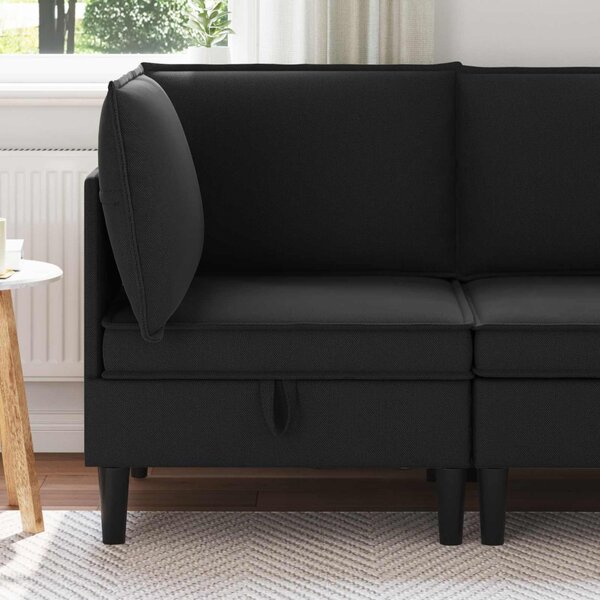 VidaXL Sarok Sofa tárolóval Fekete Bársony