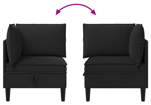 VidaXL Sarok Sofa tárolóval Fekete Bársony