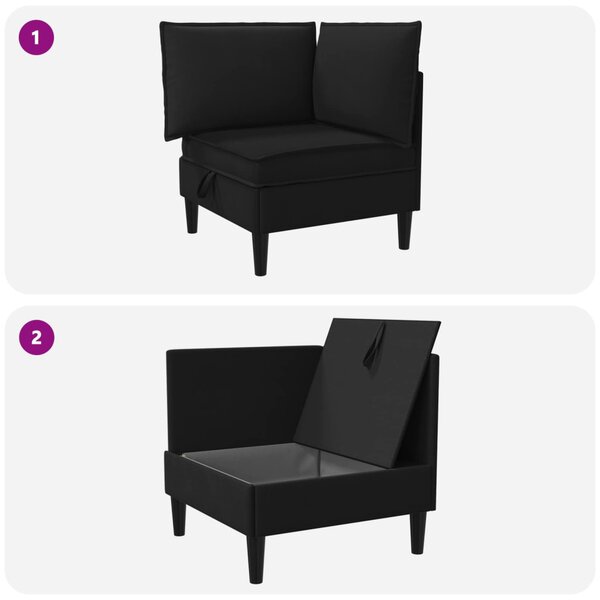 VidaXL Sarok Sofa tárolóval Fekete Bársony