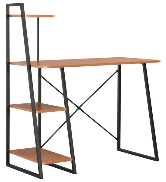 Fekete és barna íróasztal polcrendszerrel 102 x 50 x 117 cm