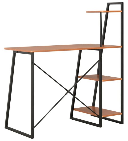 Fekete és barna íróasztal polcrendszerrel 102 x 50 x 117 cm