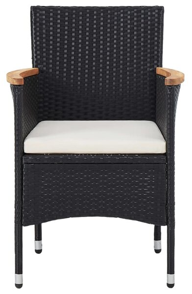 5 részes fekete polyrattan kerti étkezőgarnitúra