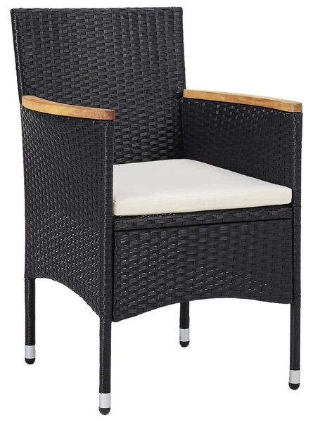 5 részes fekete polyrattan kerti étkezőgarnitúra