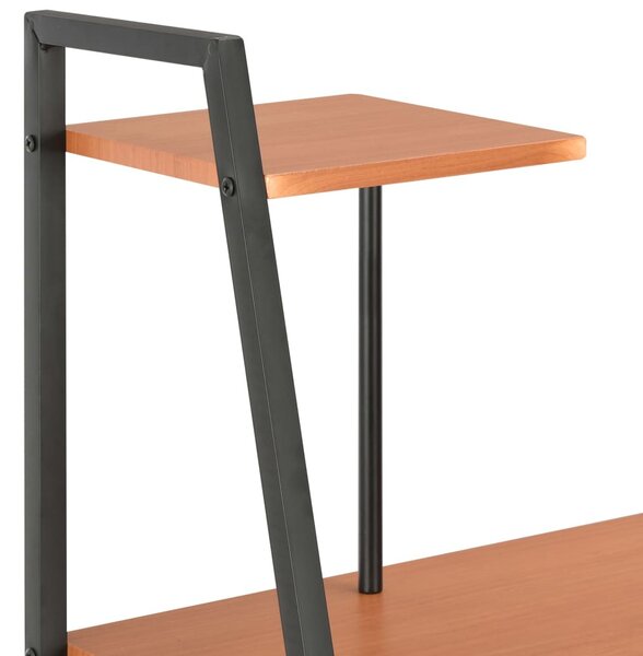 Fekete és barna íróasztal polcrendszerrel 102 x 50 x 117 cm