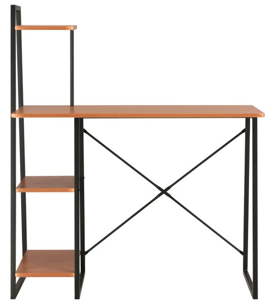 Fekete és barna íróasztal polcrendszerrel 102 x 50 x 117 cm