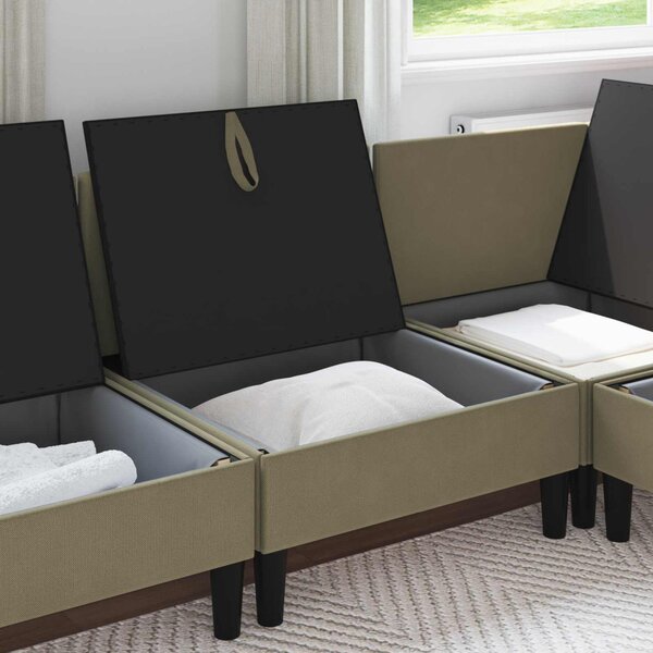 VidaXL Középső Sofa tárolóval Khaki Bársony