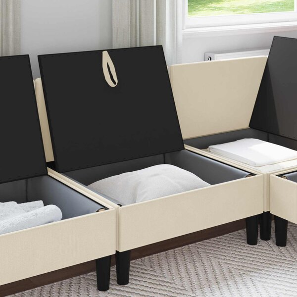 VidaXL Középső Sofa tárolóval Krémszínű Bársony