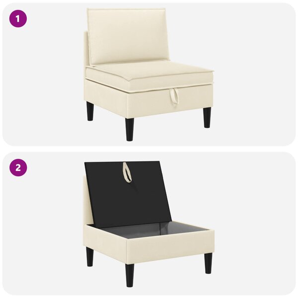 VidaXL Középső Sofa tárolóval Krémszínű Bársony